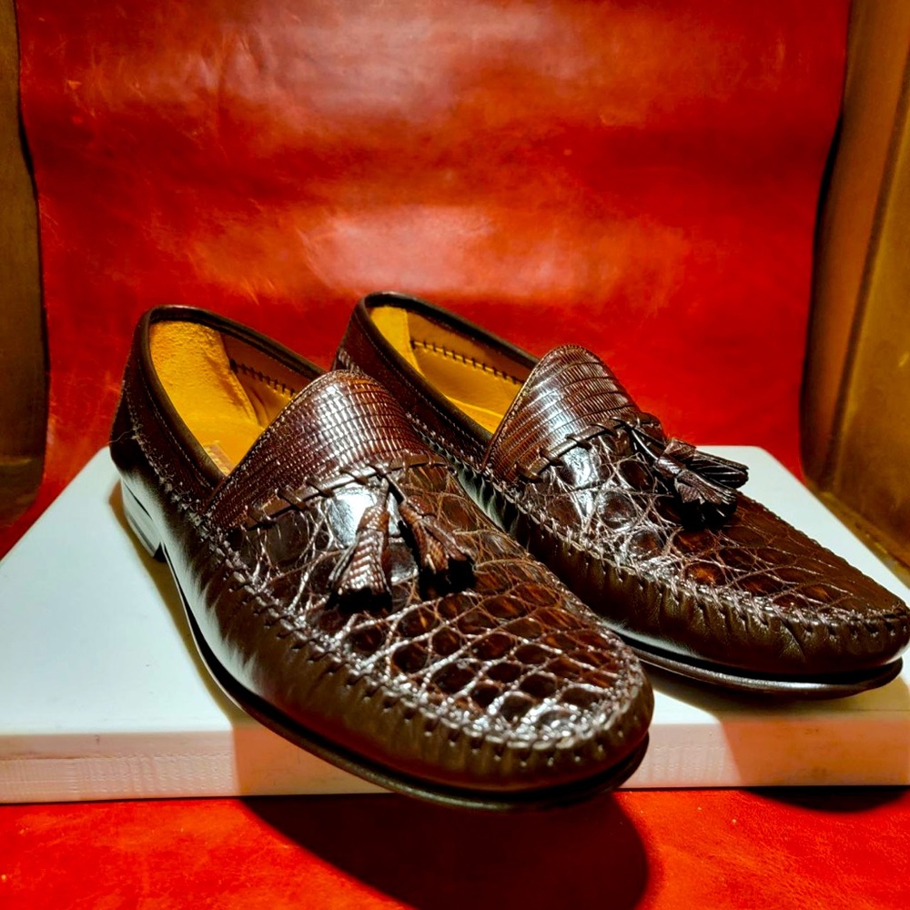 Vintage Brown Mezlan Alligator Loafers 8M